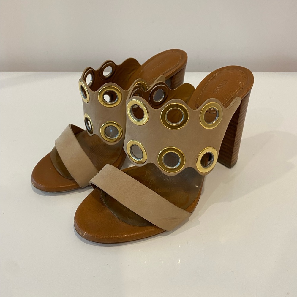 Chloe Slip On Brown Sandals Size 35